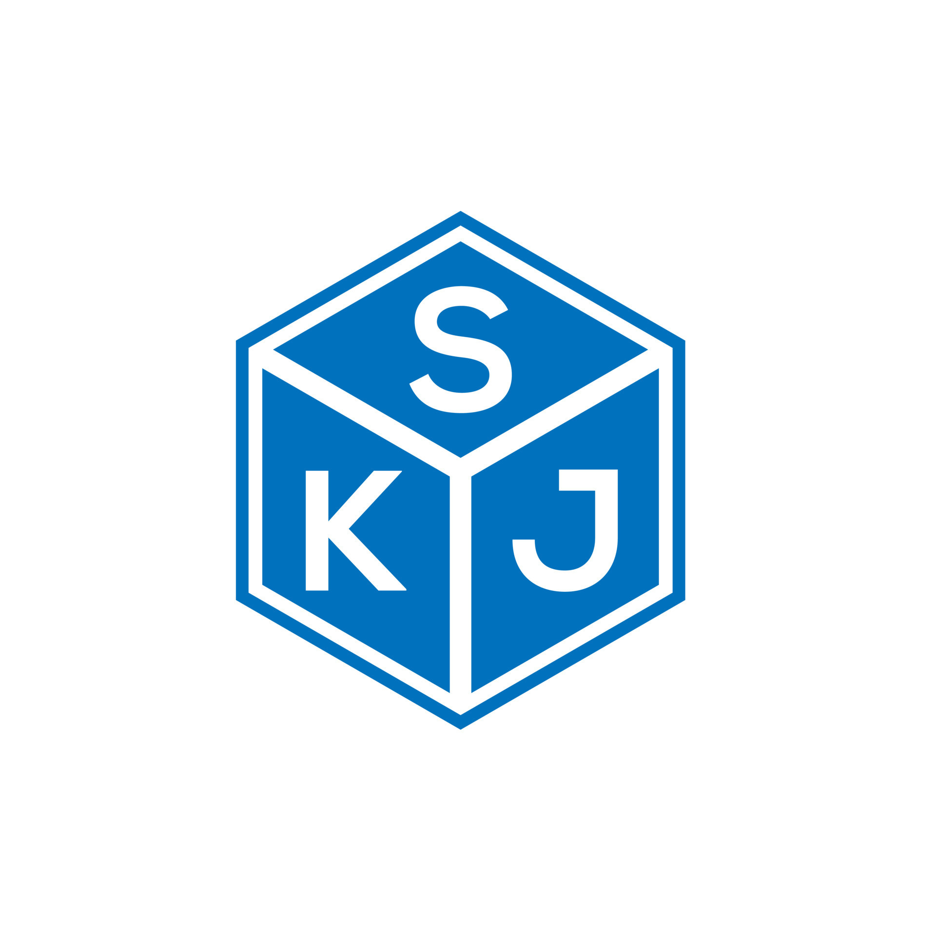 SKJ letter logo design on black background. SKJ creative initials