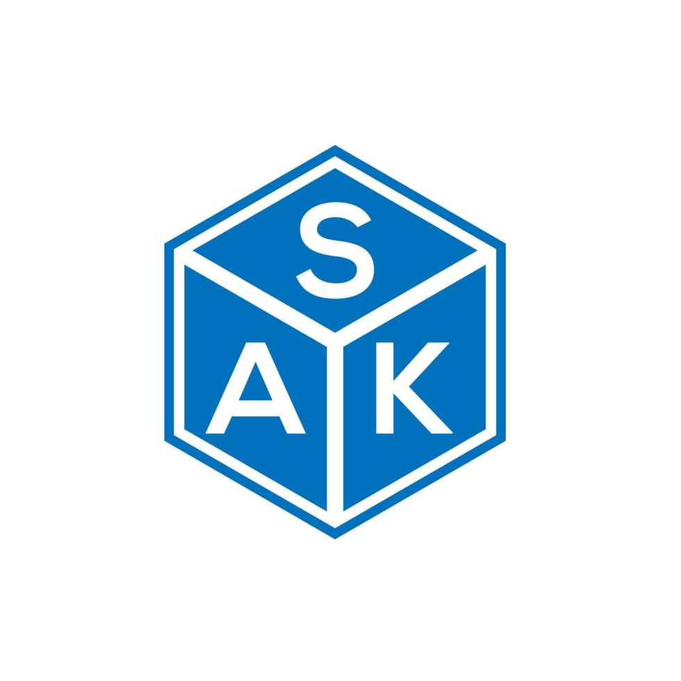 diseño de logotipo de letra sak sobre fondo negro. concepto de logotipo de letra inicial creativa sak. diseño de letras sak. vector