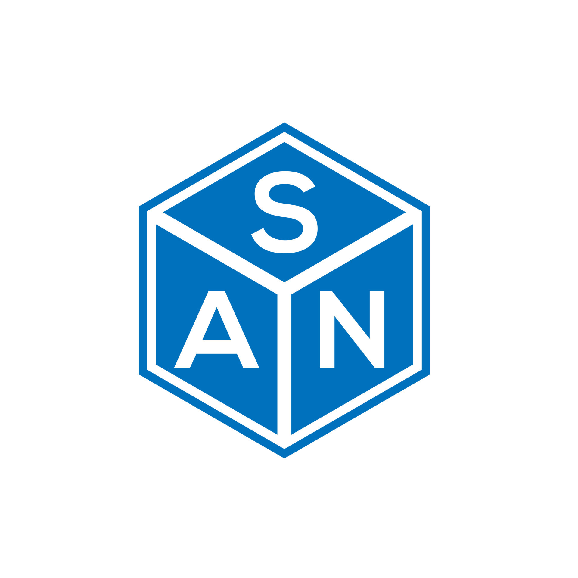 SAN letter logo design on black background. SAN creative initials