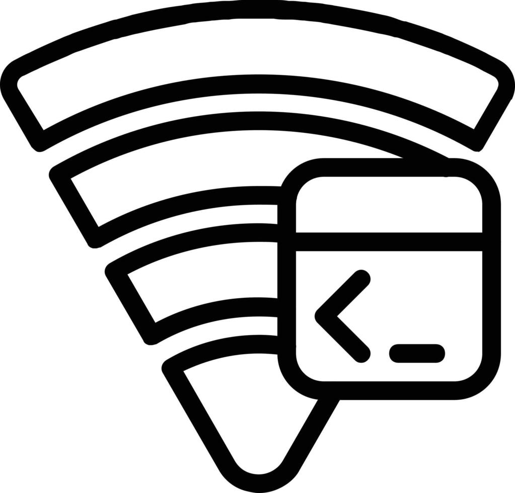 icono de la aplicación de seguridad cibernética para wifi o computadora basada en red simbolizada por la señal wifi y la pestaña de la aplicación de codificación. vector