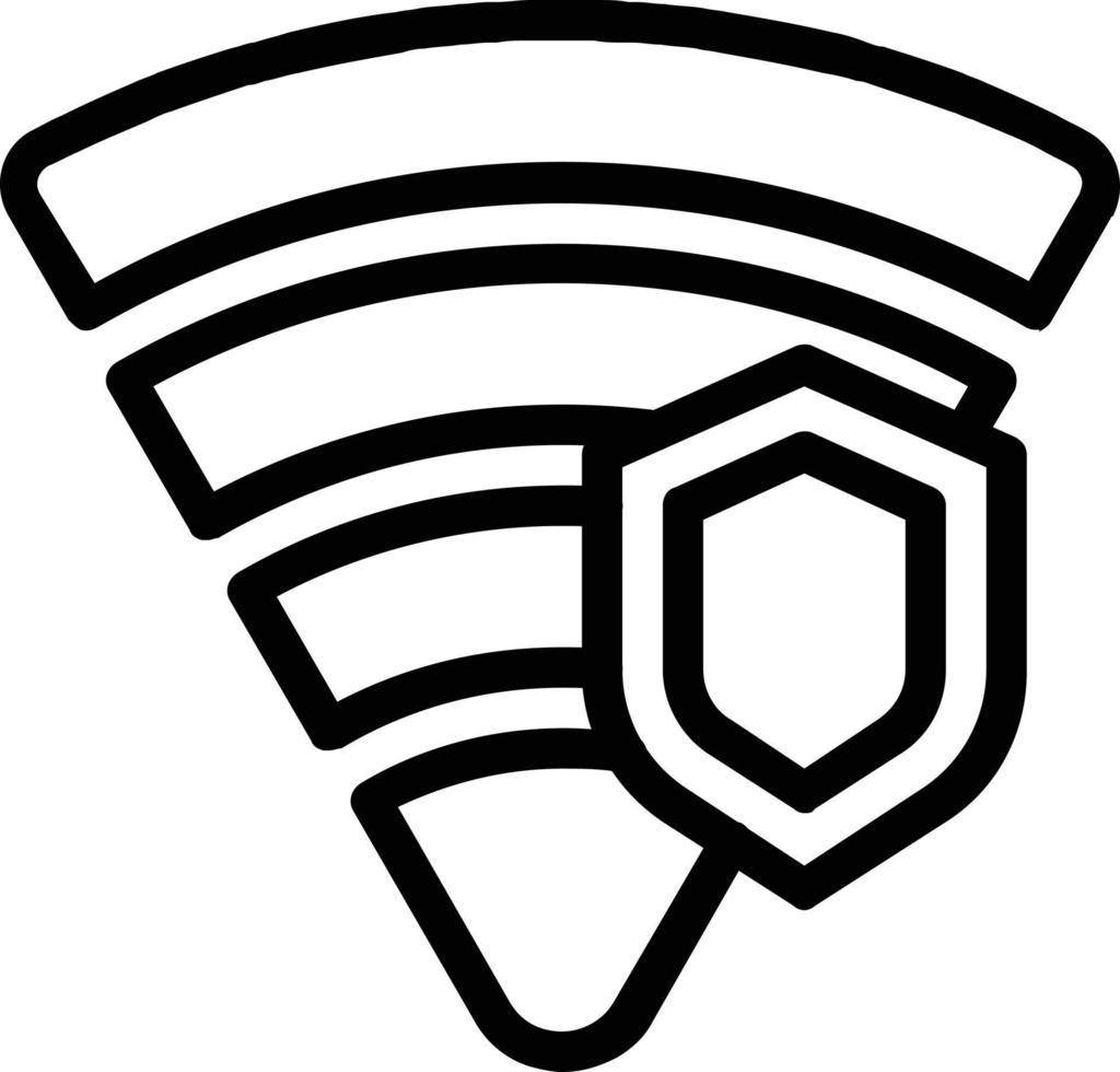 icono de seguridad cibernética wifi o red que está protegida contra ataques externos simbolizados por señal wifi y escudo. vector