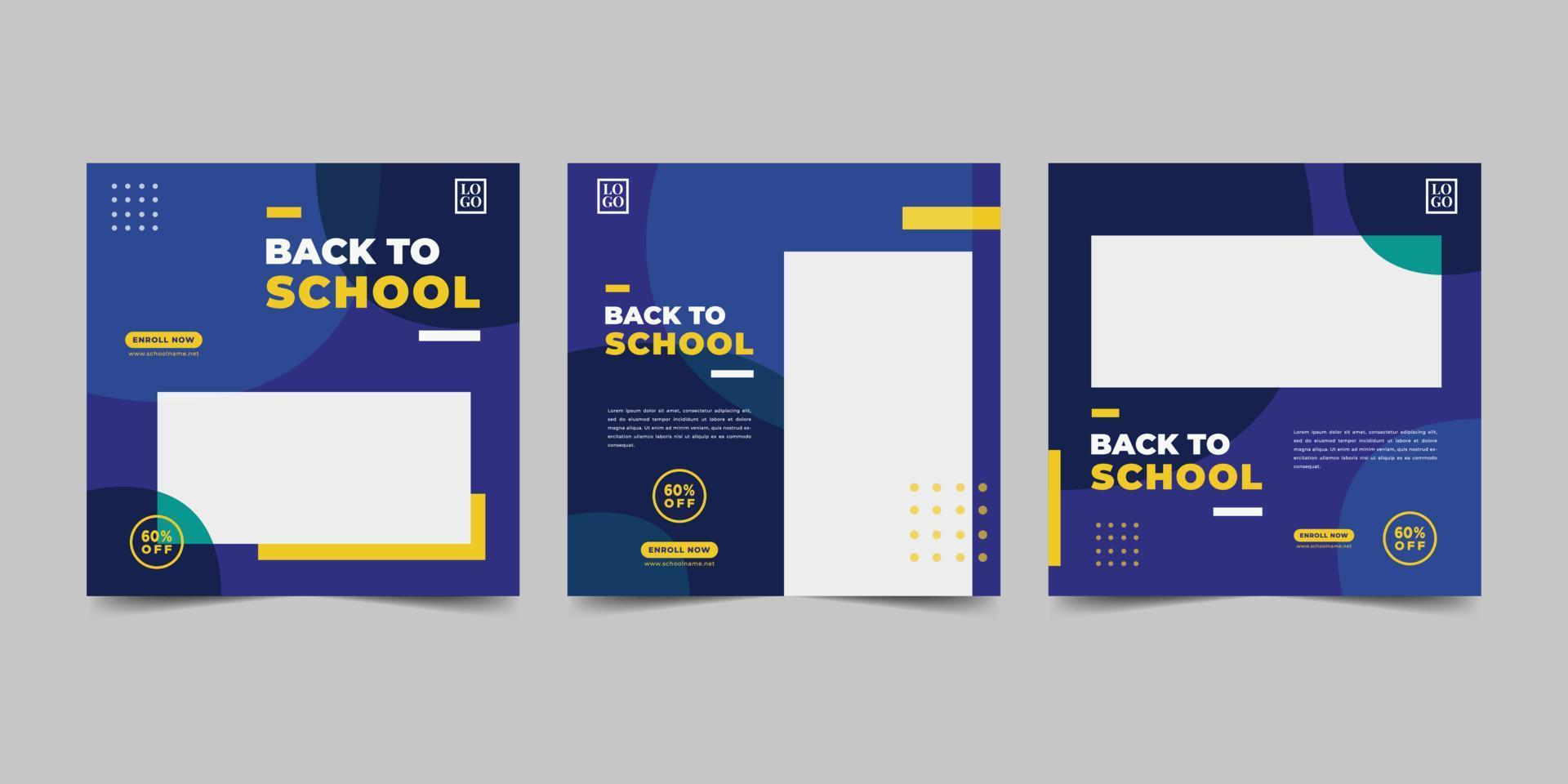 Back to school social media post template. vector