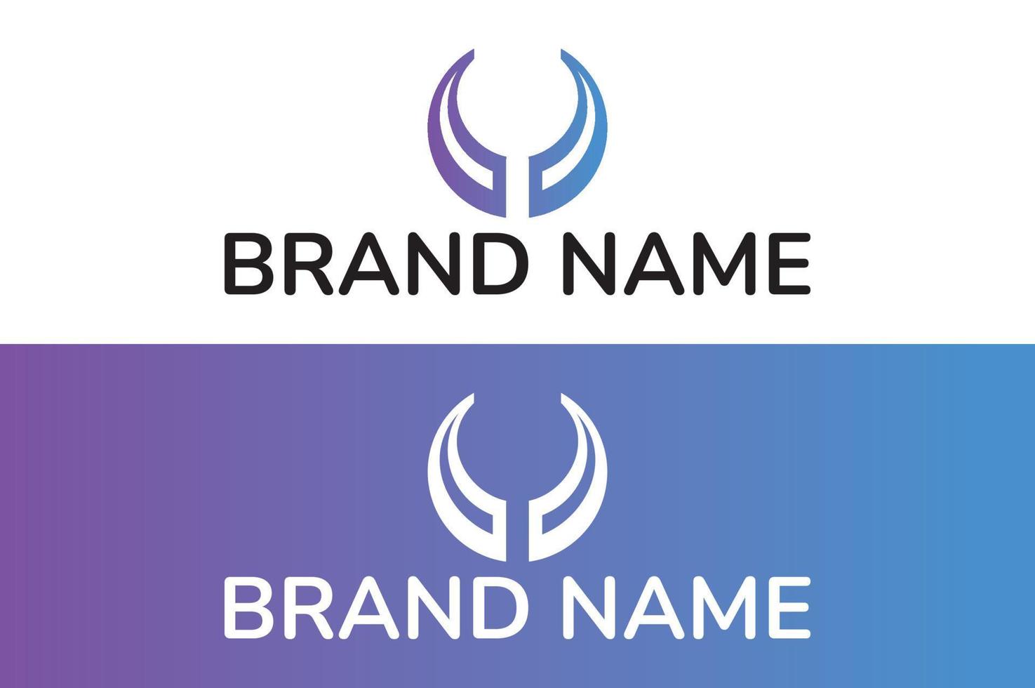 minimal bull horn logo design. vector