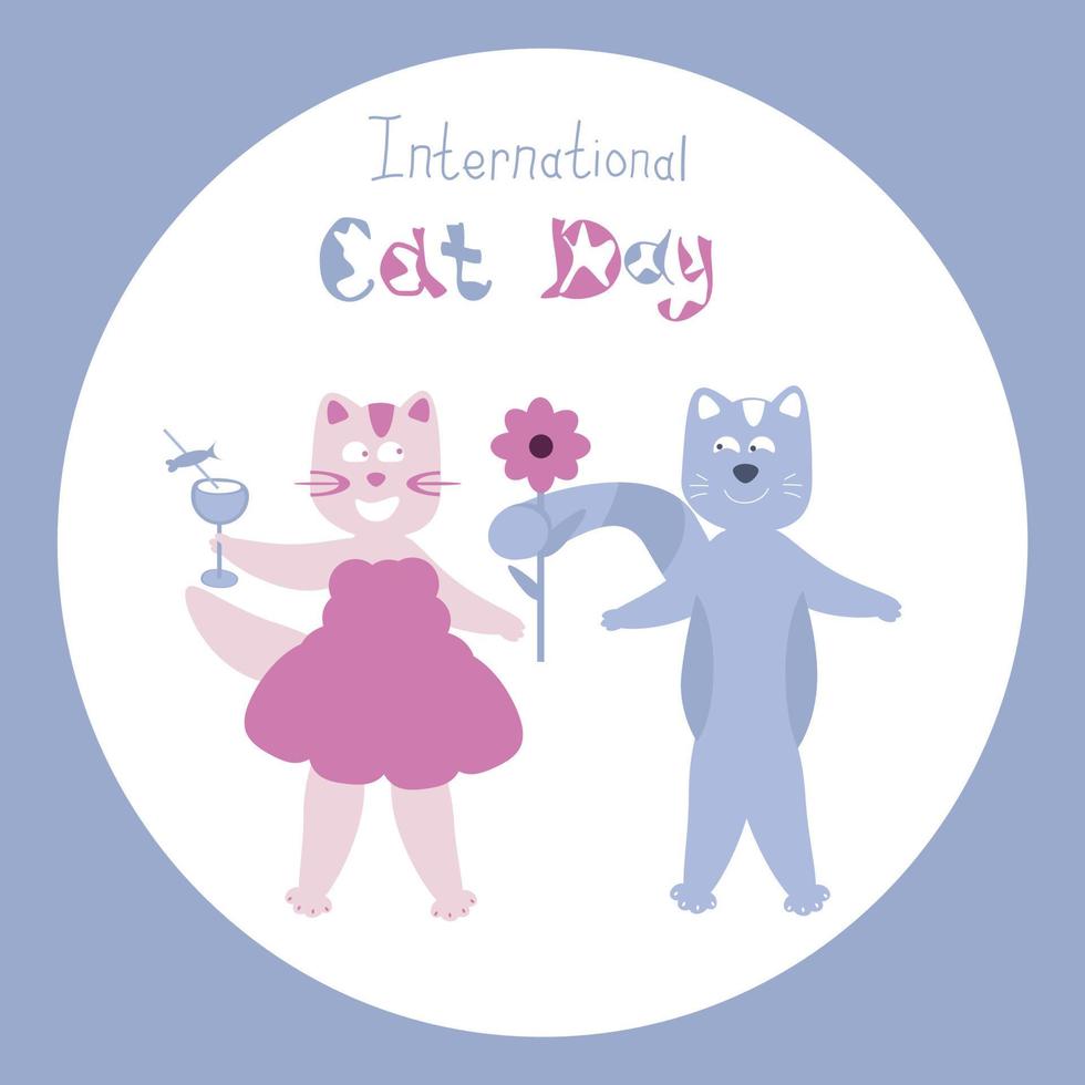 postal al dia internacional del gato vector