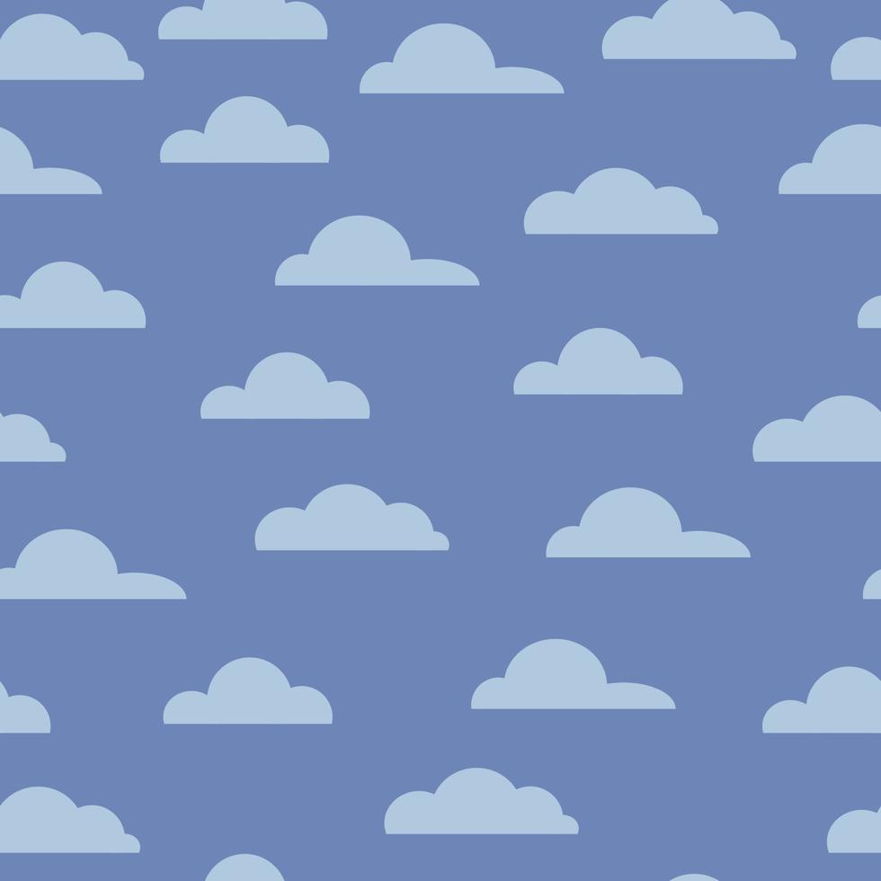 Seamless pattern with blue clouds on a blue background vector