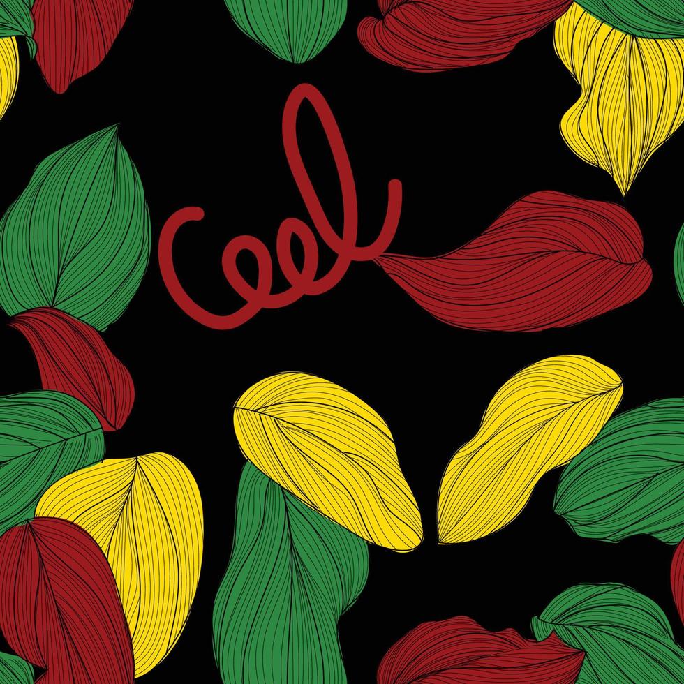 colorful leaves seamless pattern on  black background. vector