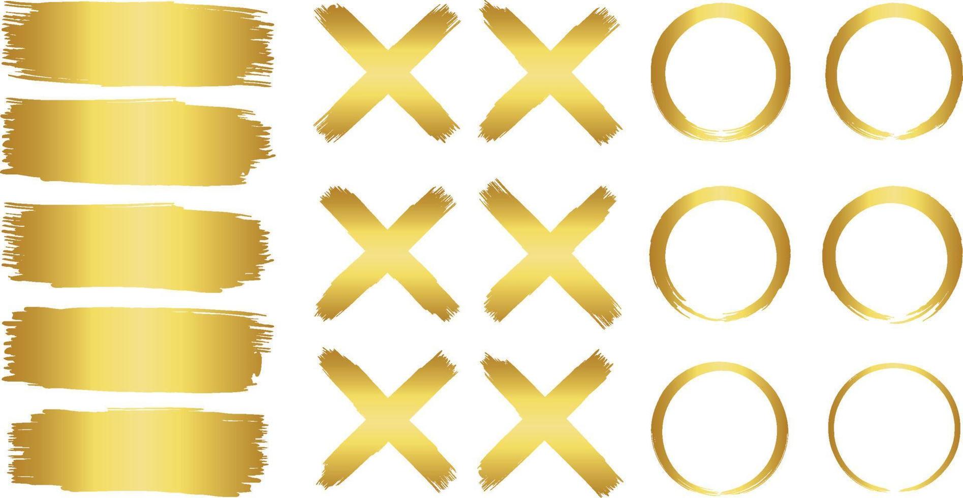 gold brush and gold circle frame collection vector