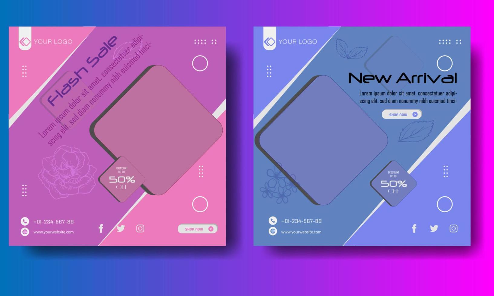 social median template vector