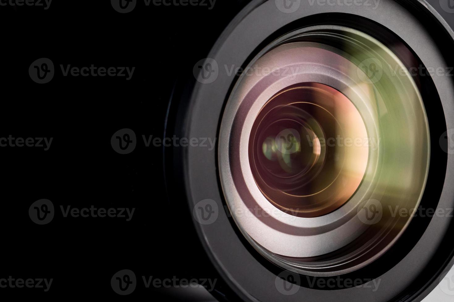 Close up of a digital camera lens. photo