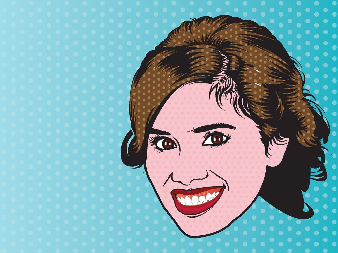 arte pop de mujer sonriendo vector