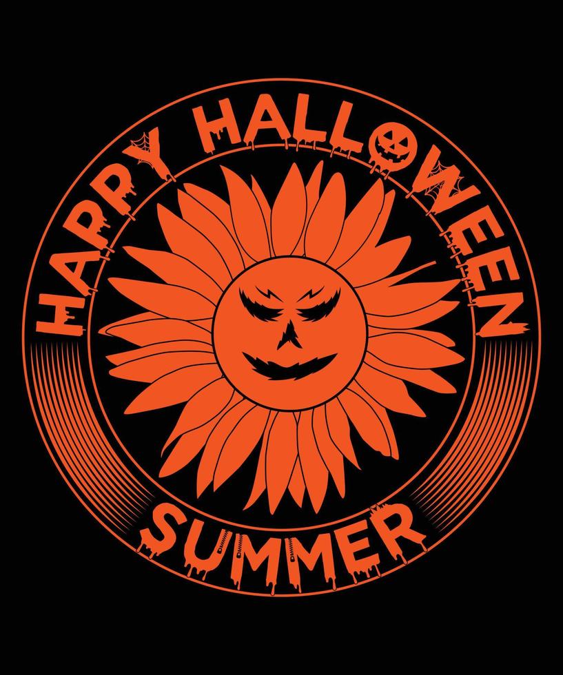 plantilla de diseño de camiseta de verano feliz halloween vector