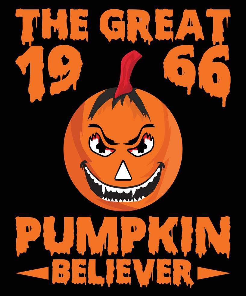 el gran diseño de camiseta de halloween de creyente de calabaza de 1966 vector