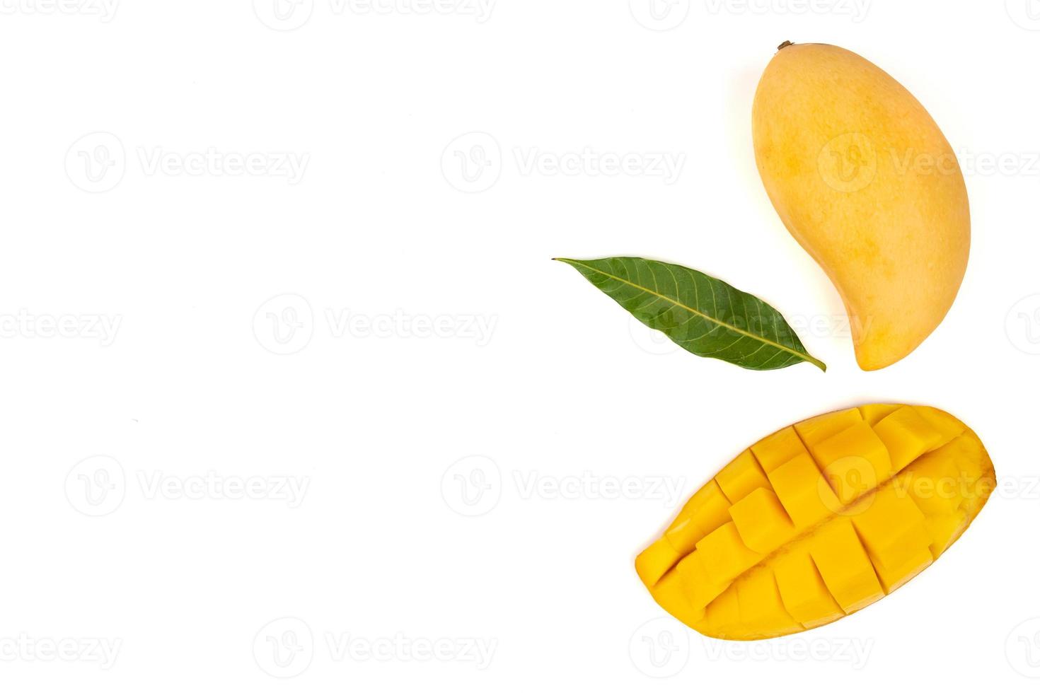 Fresh mango and slice mango on white background. photo