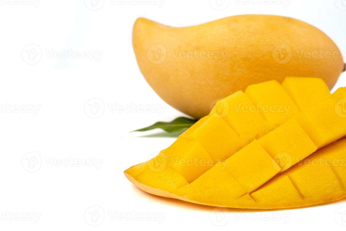 Fresh mango and slice mango on white background. photo