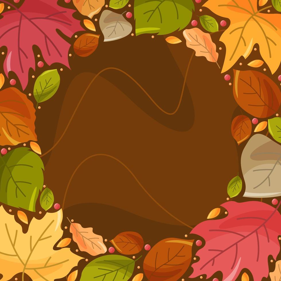 Fallen Leaves Hand Drawn Floral Frame Background vector