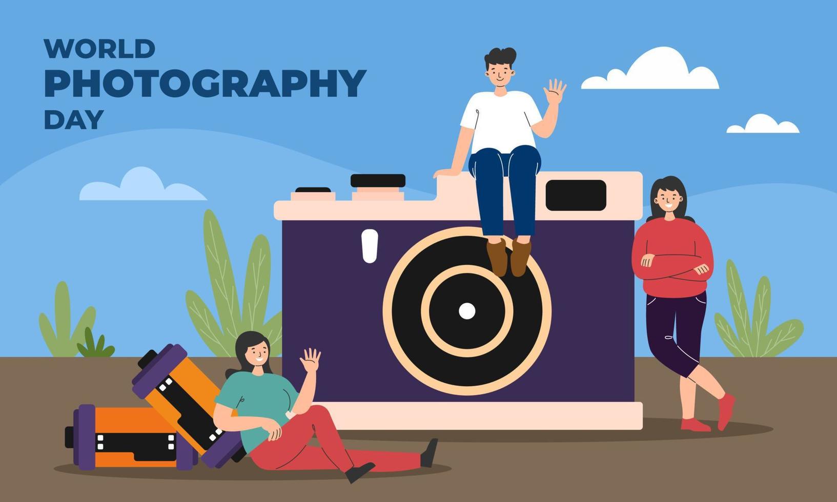 World Photography Day Concept vector