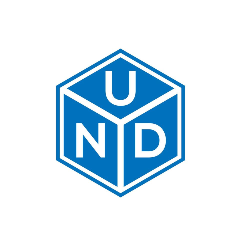 UND letter logo design on black background. UND creative initials letter logo concept. UND letter design. vector