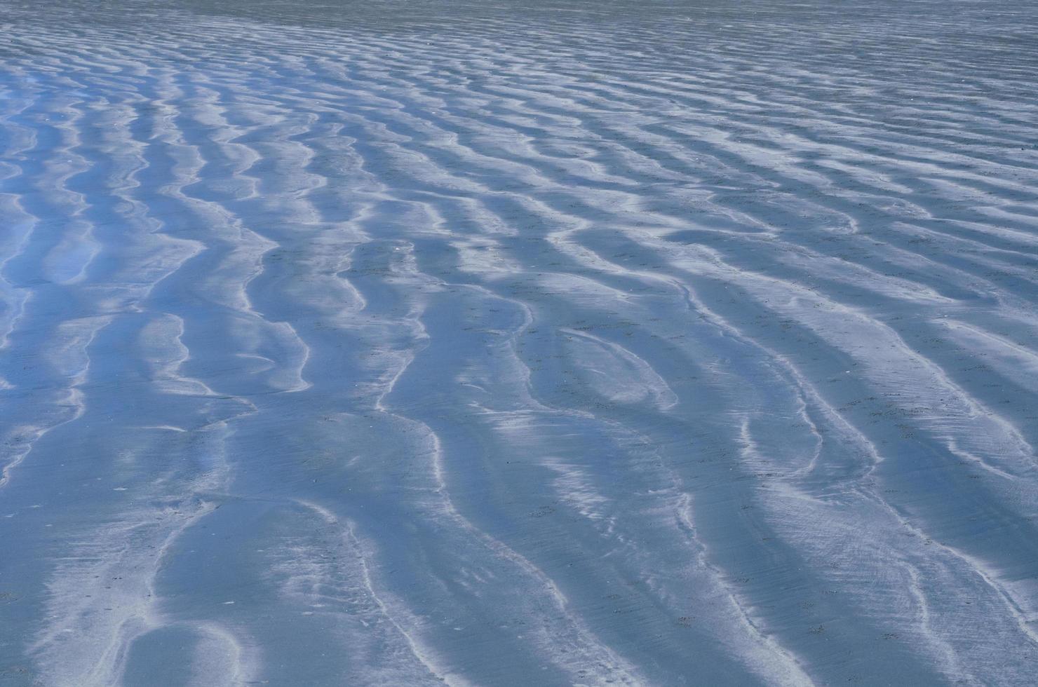 Background and texture photo of blue color sand that have reflection from blue sky.