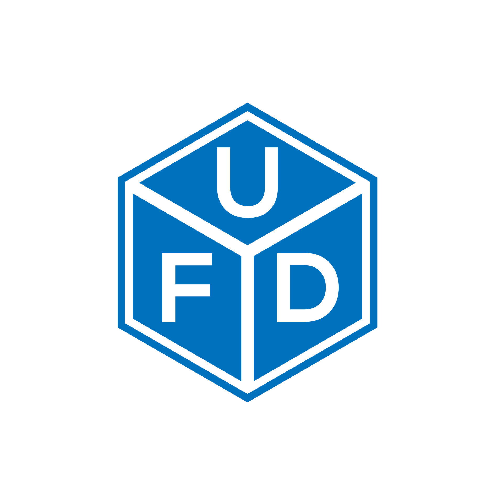 diseño del logotipo de la letra ufd sobre fondo negro. Concepto de