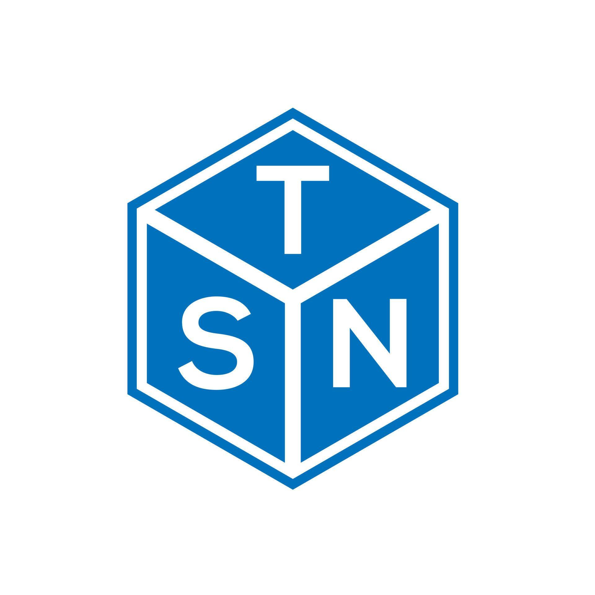 TSN letter logo design on black background. TSN creative initials