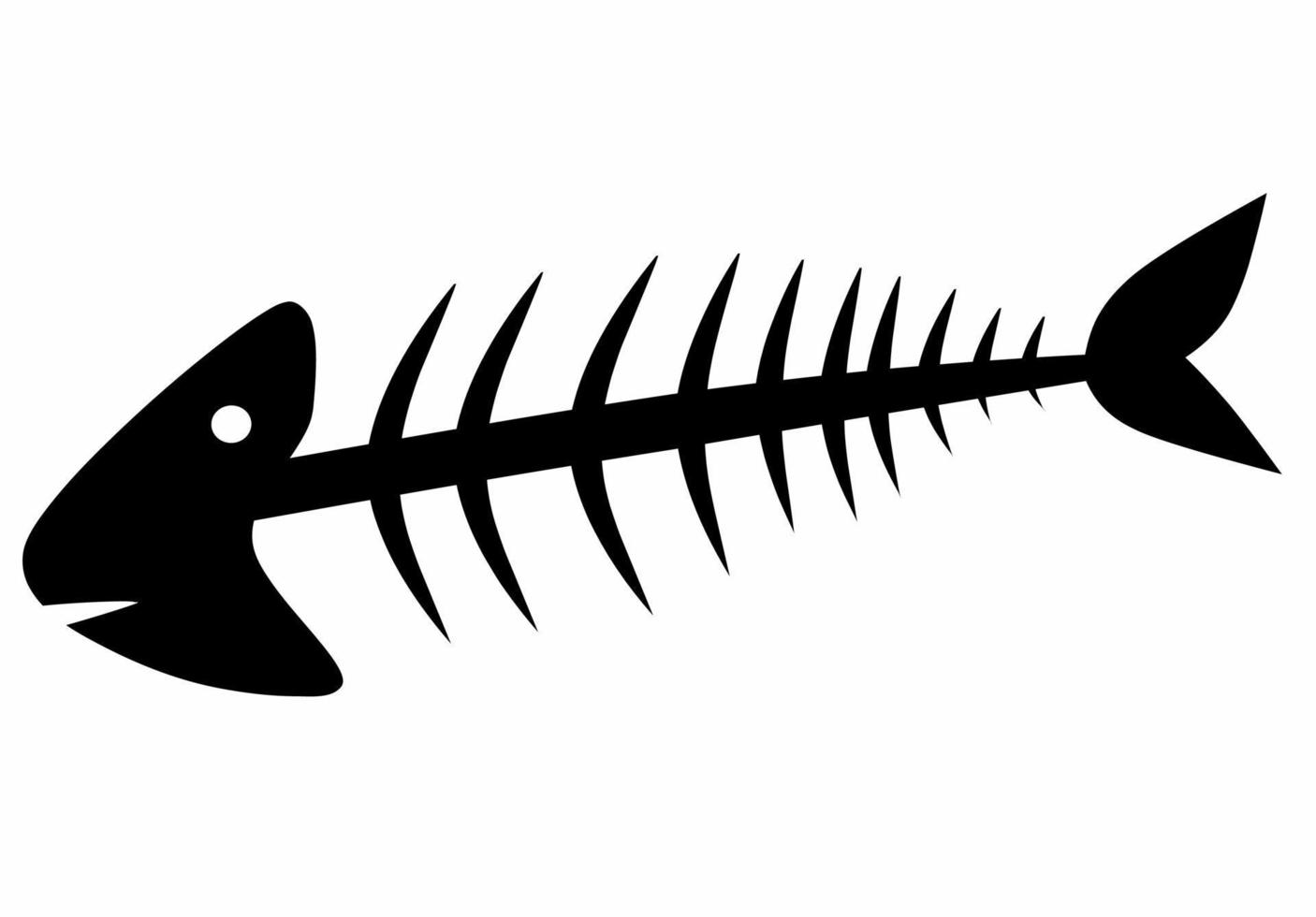 Hand draw silhouette fish Bone isolated on white bckground vector