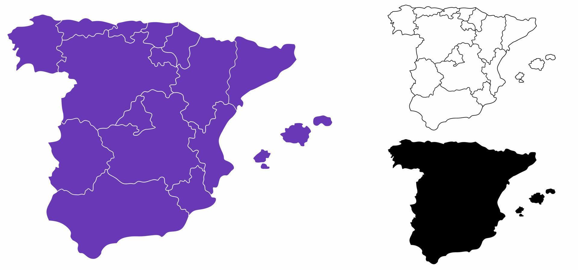 mapa político reino de españa aislado sobre fondo blanco vector