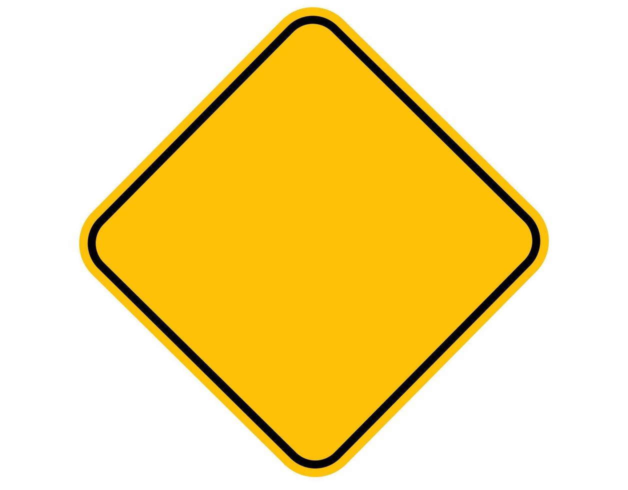 Yellow Rhombus blank sign road vector
