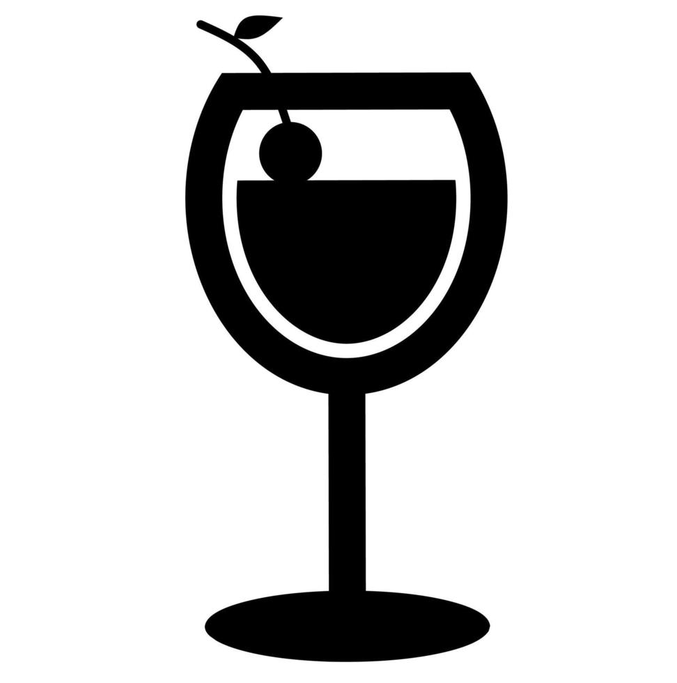 Silhouette wine glass with Cherry isolated on white background vector