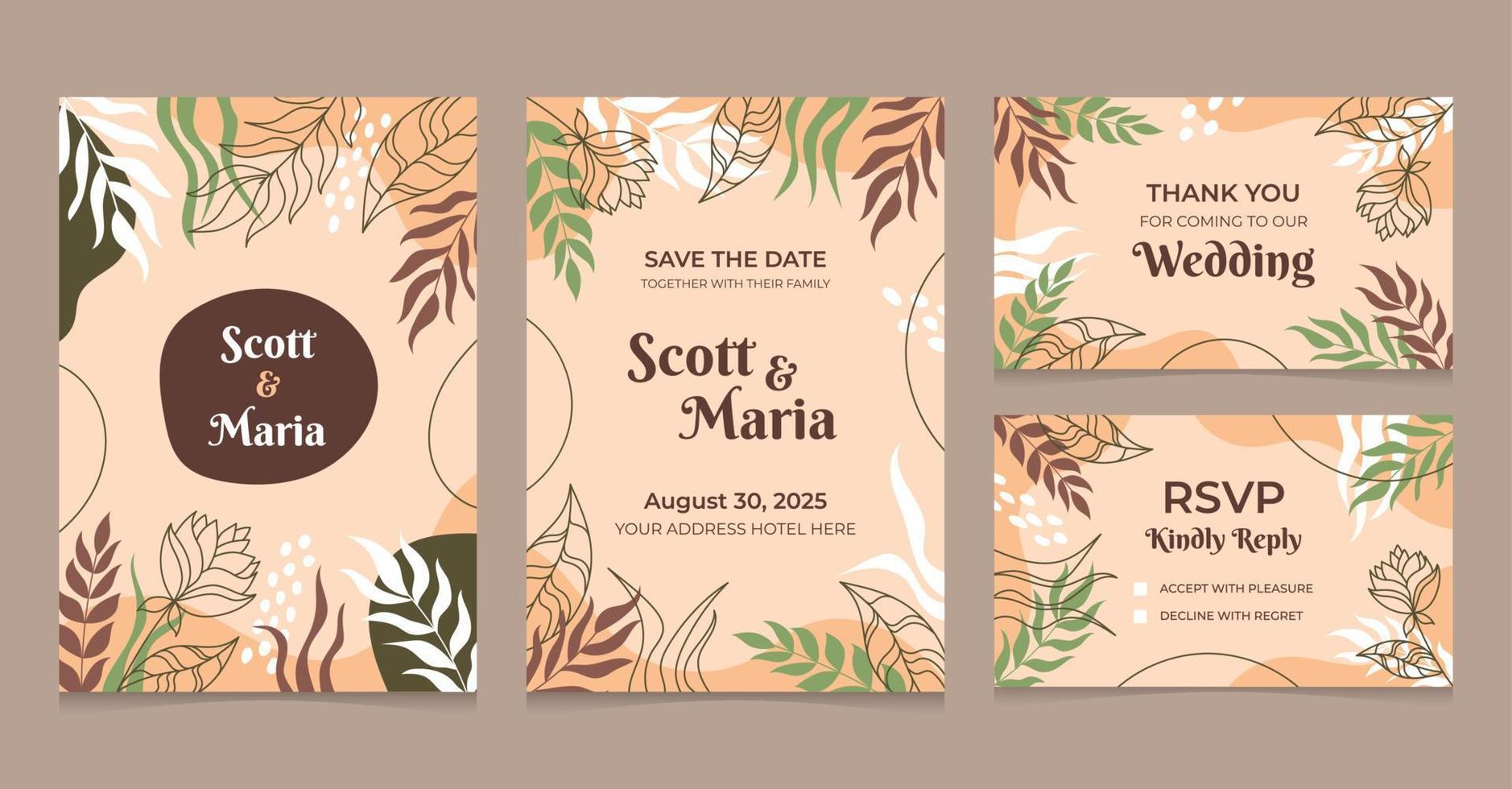 Wedding Design Set with Earthy Tone Concept vector