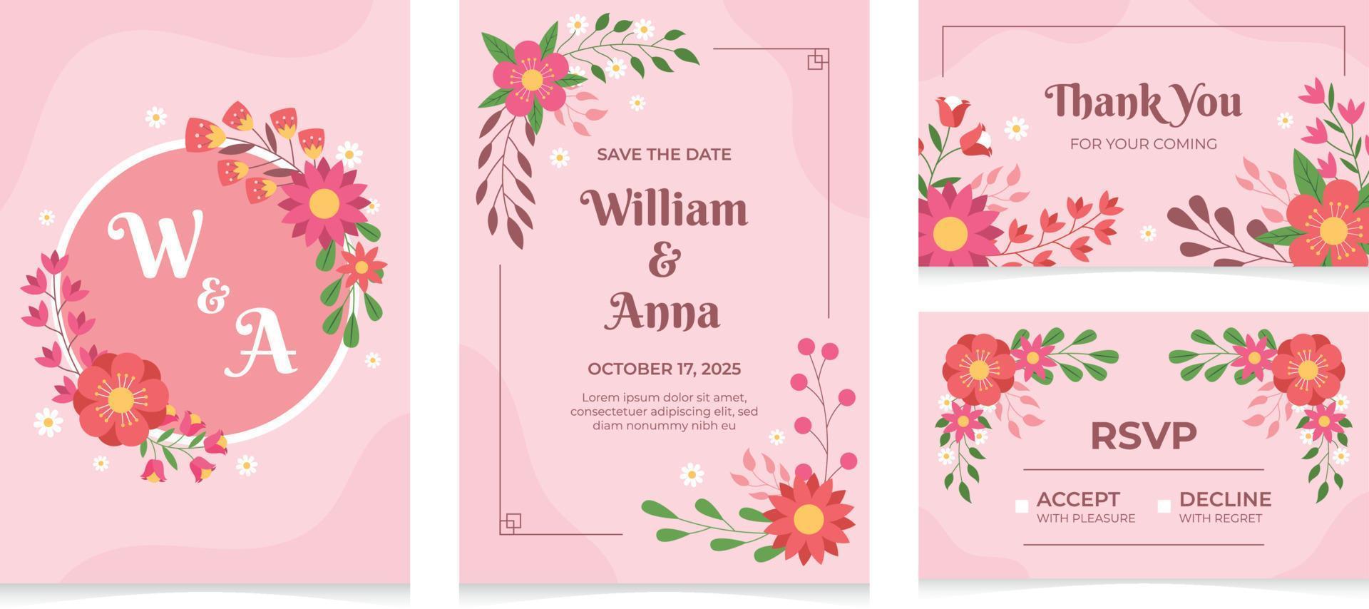 Wedding Design Set Invitation vector