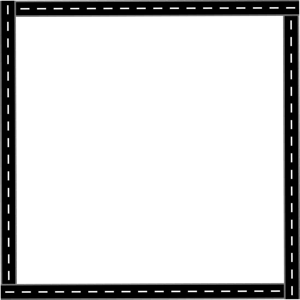 Square asphalt road frame with negative space vector