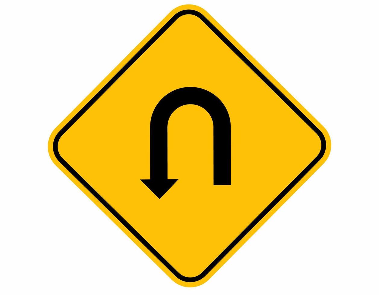 Yellow rhombus turn road sign vector