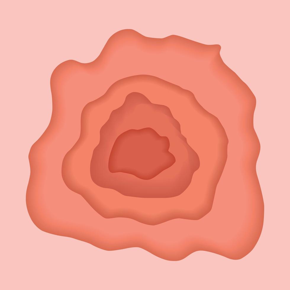 tonos abstractos dibujados a mano de formas rojas y naranjas estilo de corte de papel, ilustración vectorial aislada sobre fondo claro. diseño curvilíneo mínimo, elemento gráfico vector