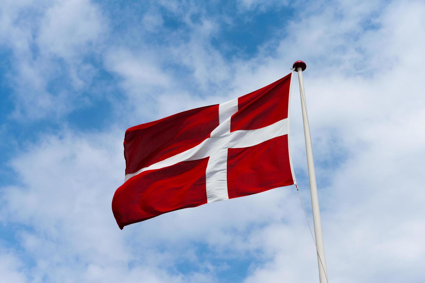 Danish flag waving in the wind photo