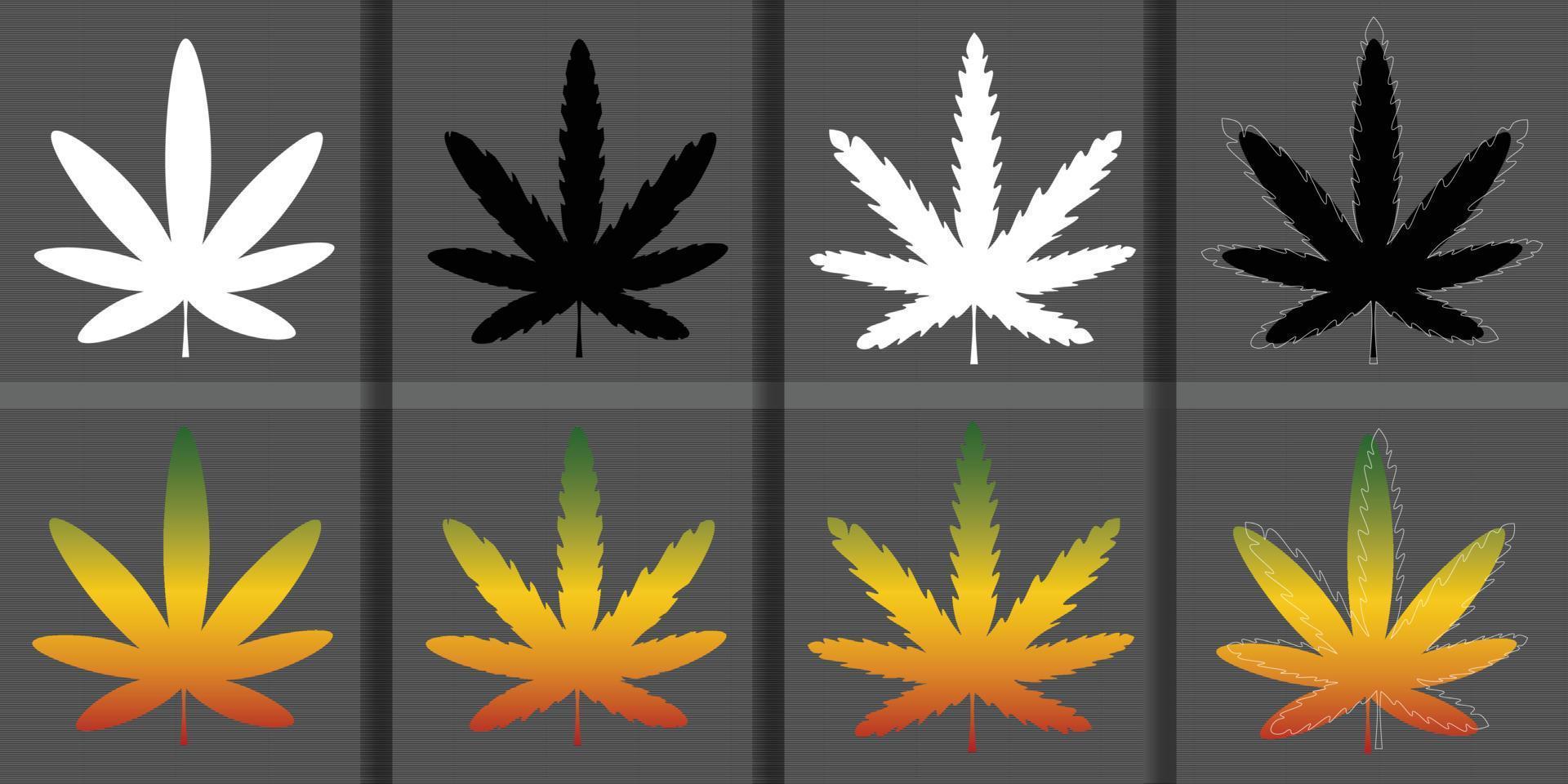 conjunto de marihuana con varias formas y colores vector