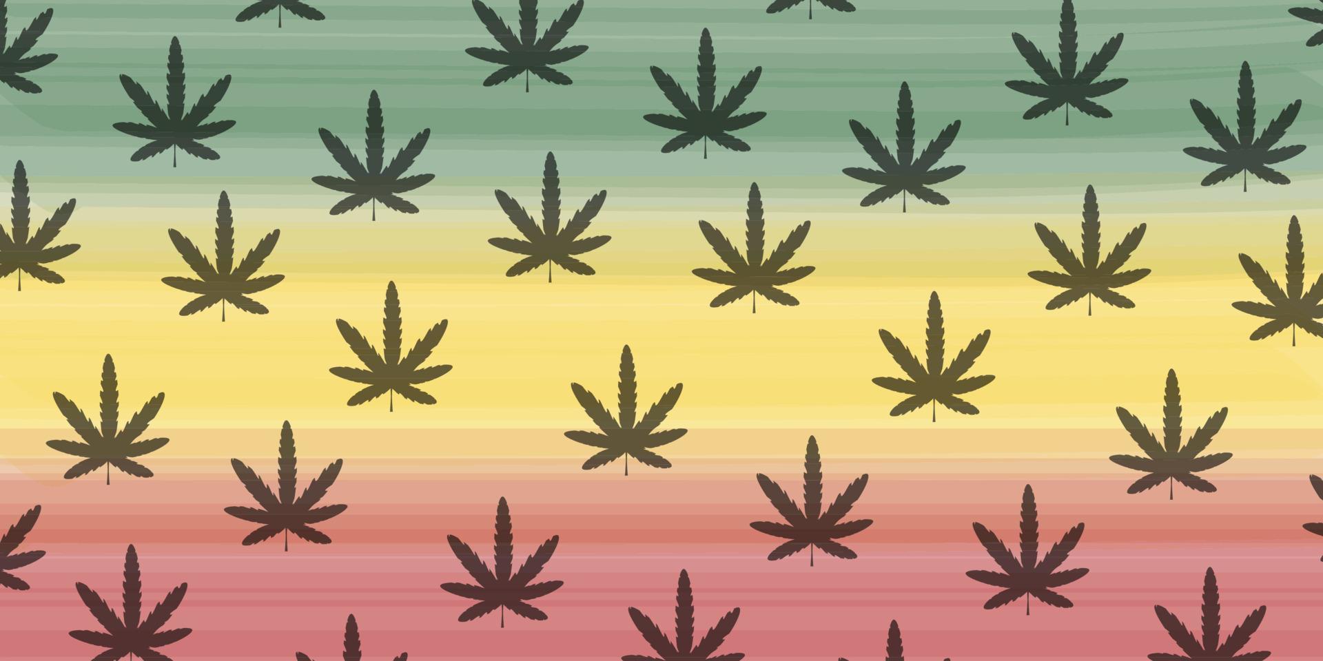 reagge jamaica with black marijuana style pattern background vector