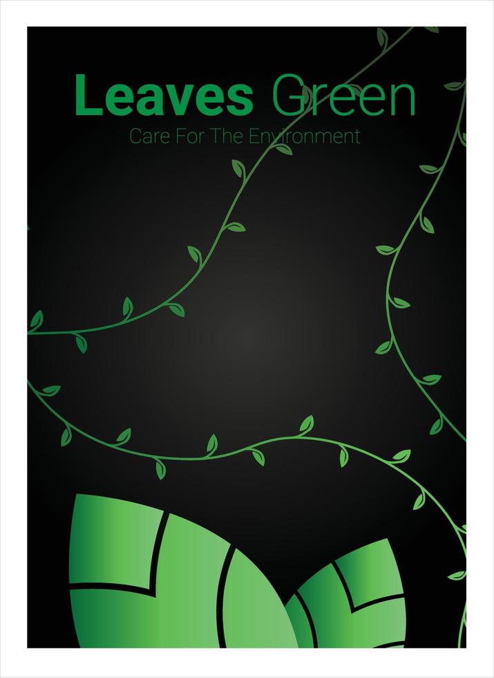 leaves Green Nature Cover Design Green and Black color vector