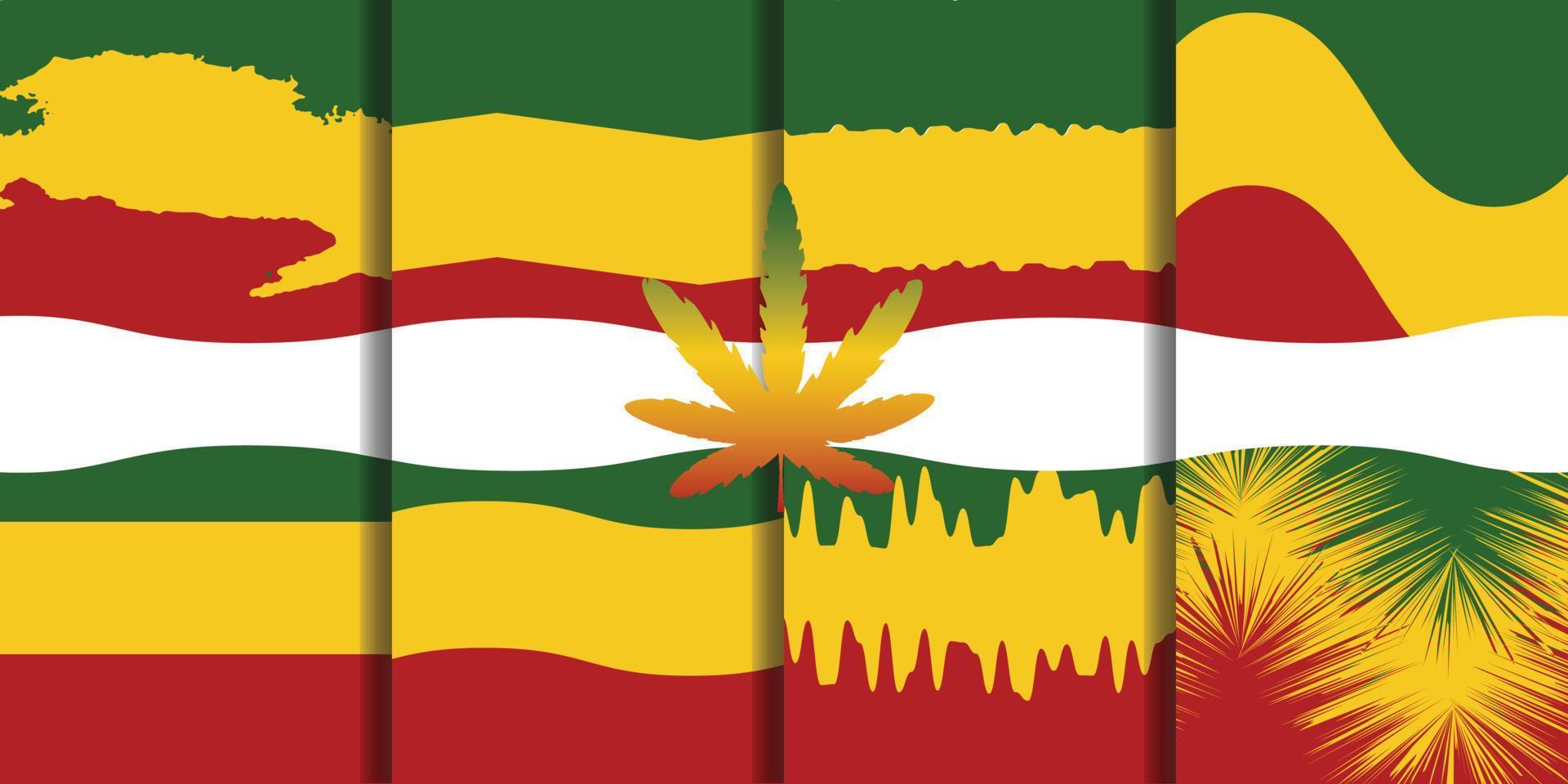 jamaica reggae bundle set fondo rojo amarillo y verde vector
