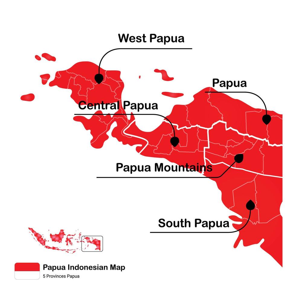 New Papua Indonesian Map, 5 Provinces vector