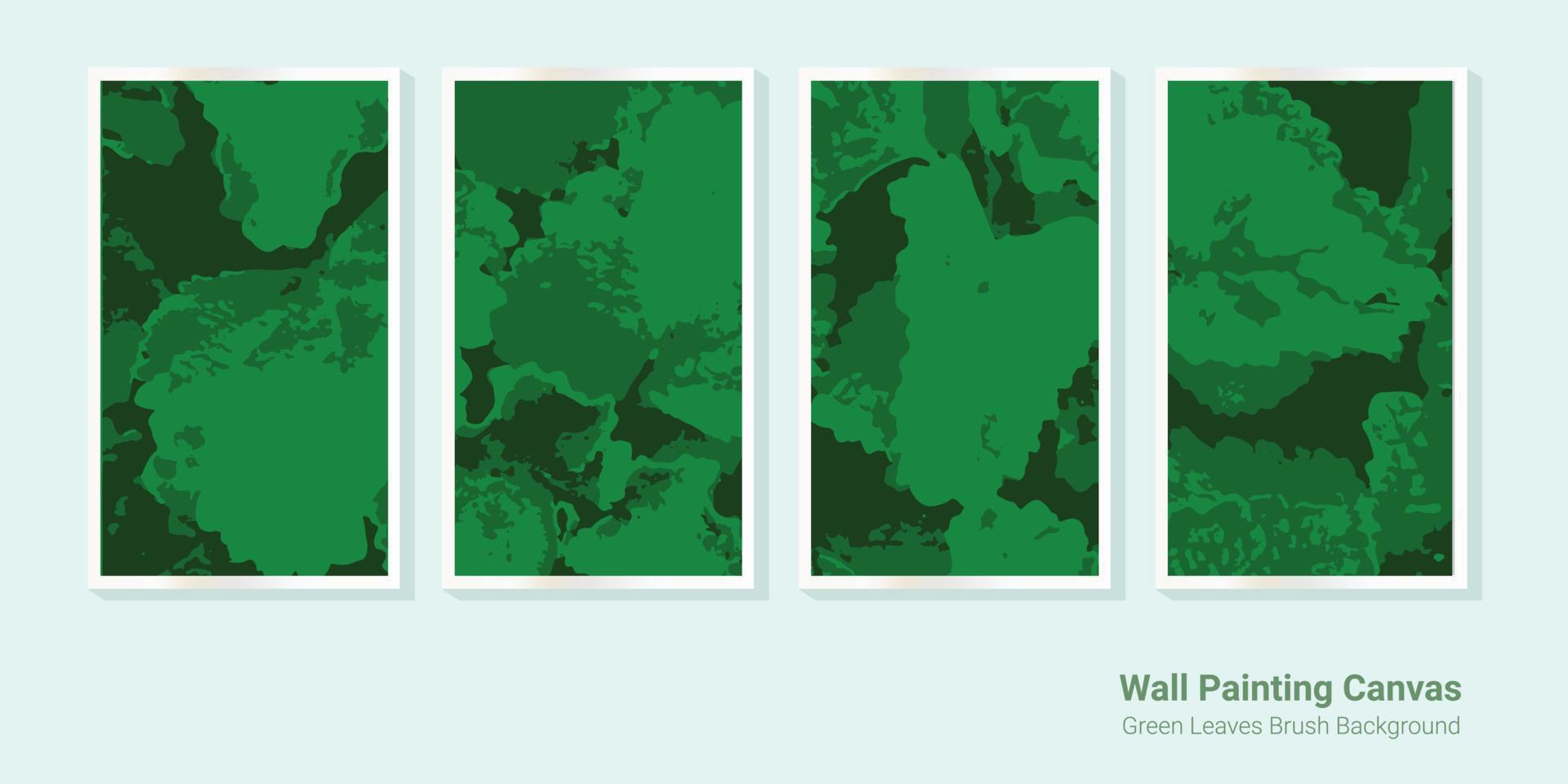 wall painting canvas green leaves brush background vector