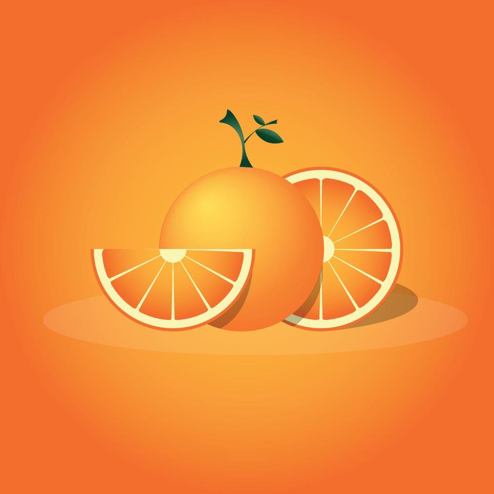 naranja, fruta, jugo, media naranja y una rodaja de naranja se pueden usar para diversos fines, como un logotipo o un complemento de diseño, etc. vector