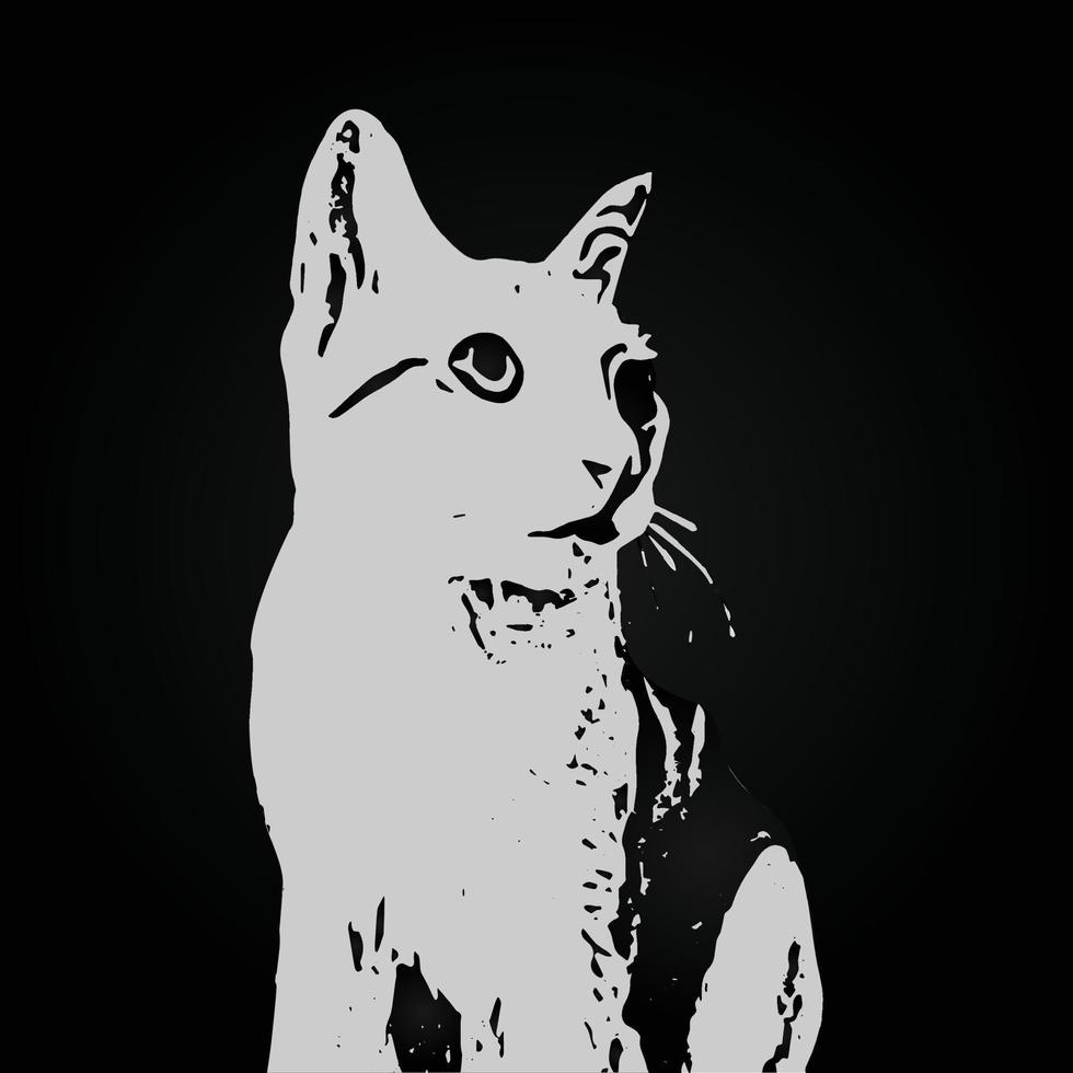 gato que ha sido esbozado fondo negro vector