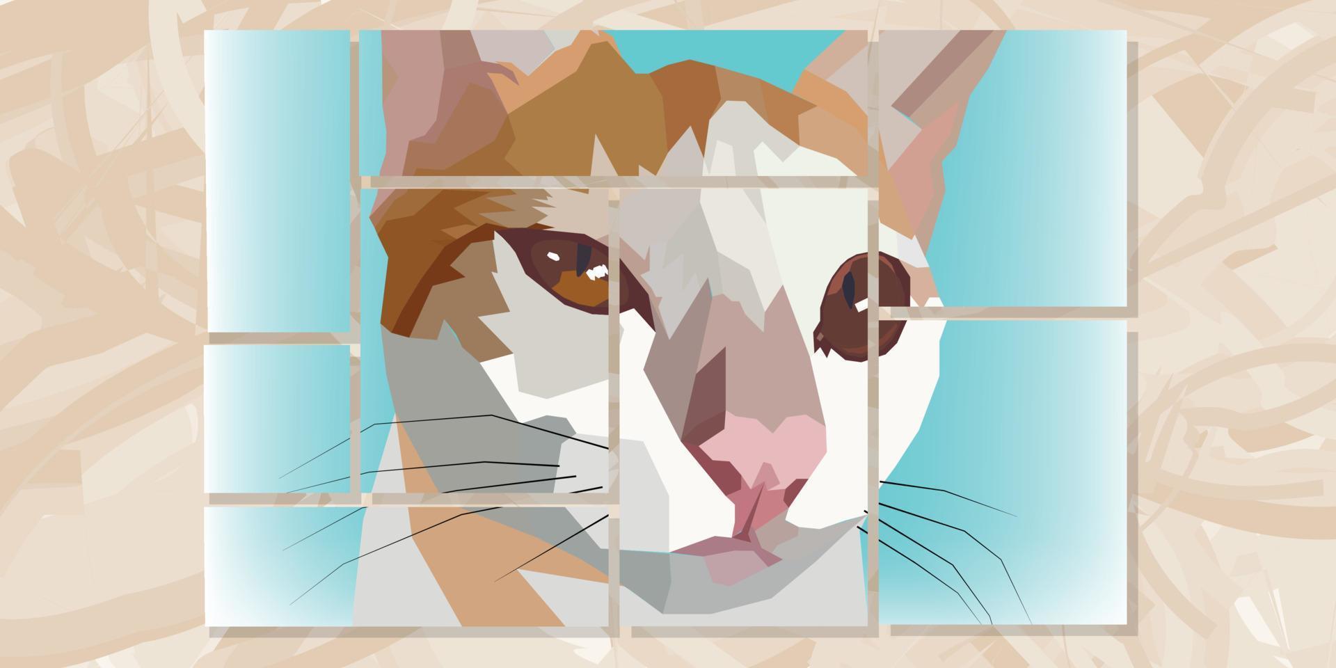 wall painting canvas cat low poly art design vector