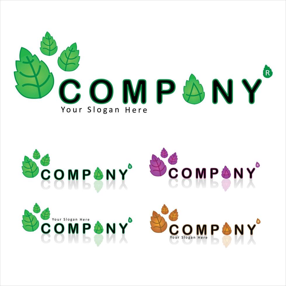 Tree leaf vector logo design, eco-friendly business concept