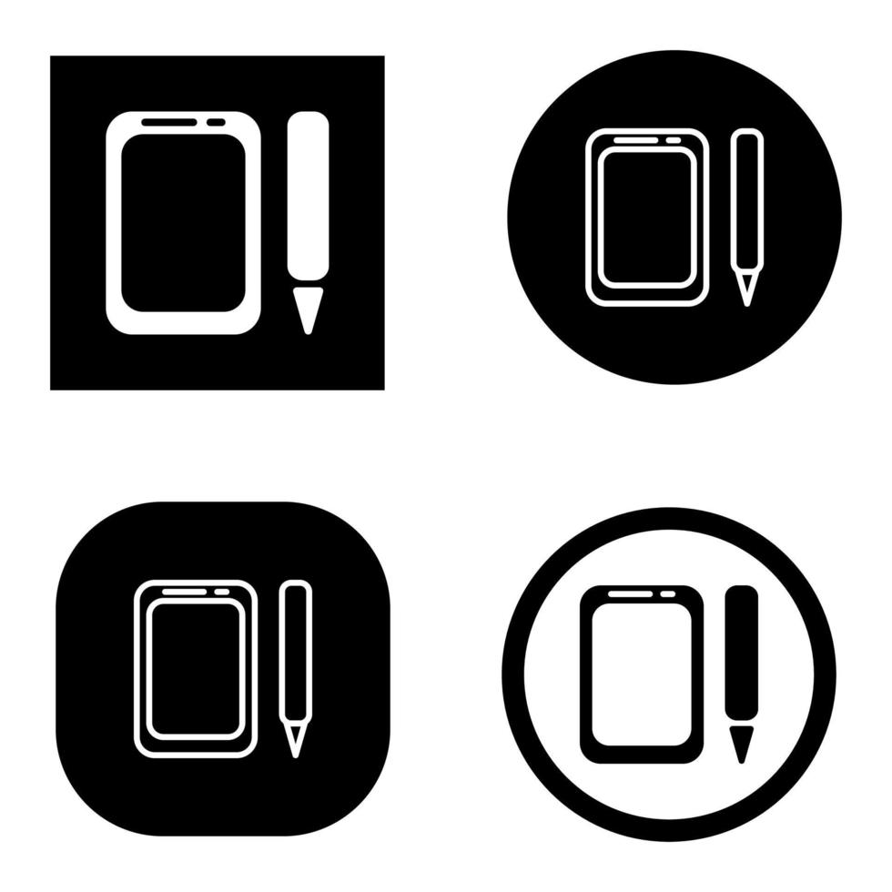 icono de conjunto de bolígrafo y teléfono inteligente vector