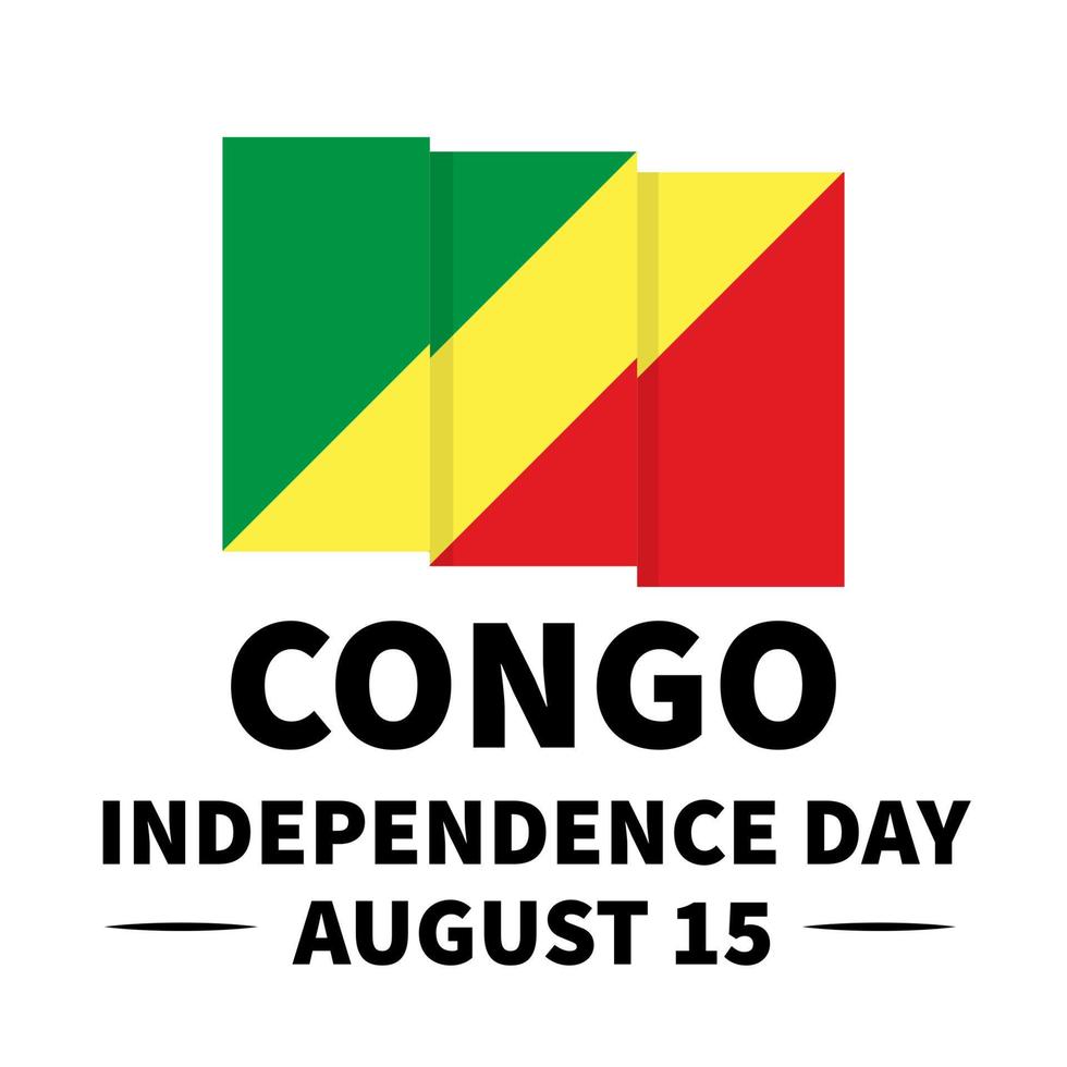 Congo Independence Day lettering with flag. National holiday celebrate on August 15. Easy to edit vector template for typography poster banner, flyer, sticker, greeting card, postcard