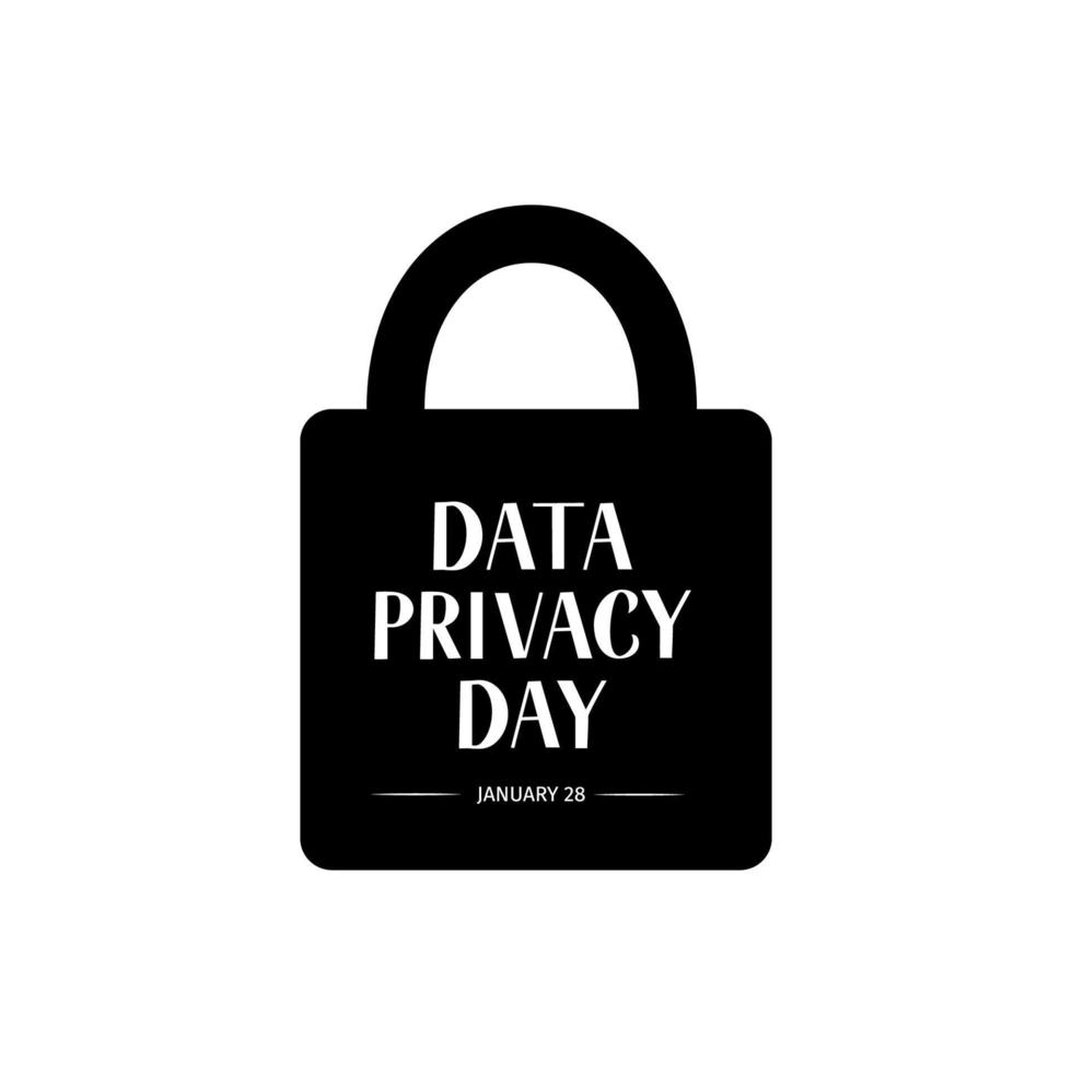 Data Privacy Day vector illustration with lettering and closed lock. Easy to edit template for typography poster, banner, postcard, flyer, sticker, brochure, booklet, etc.