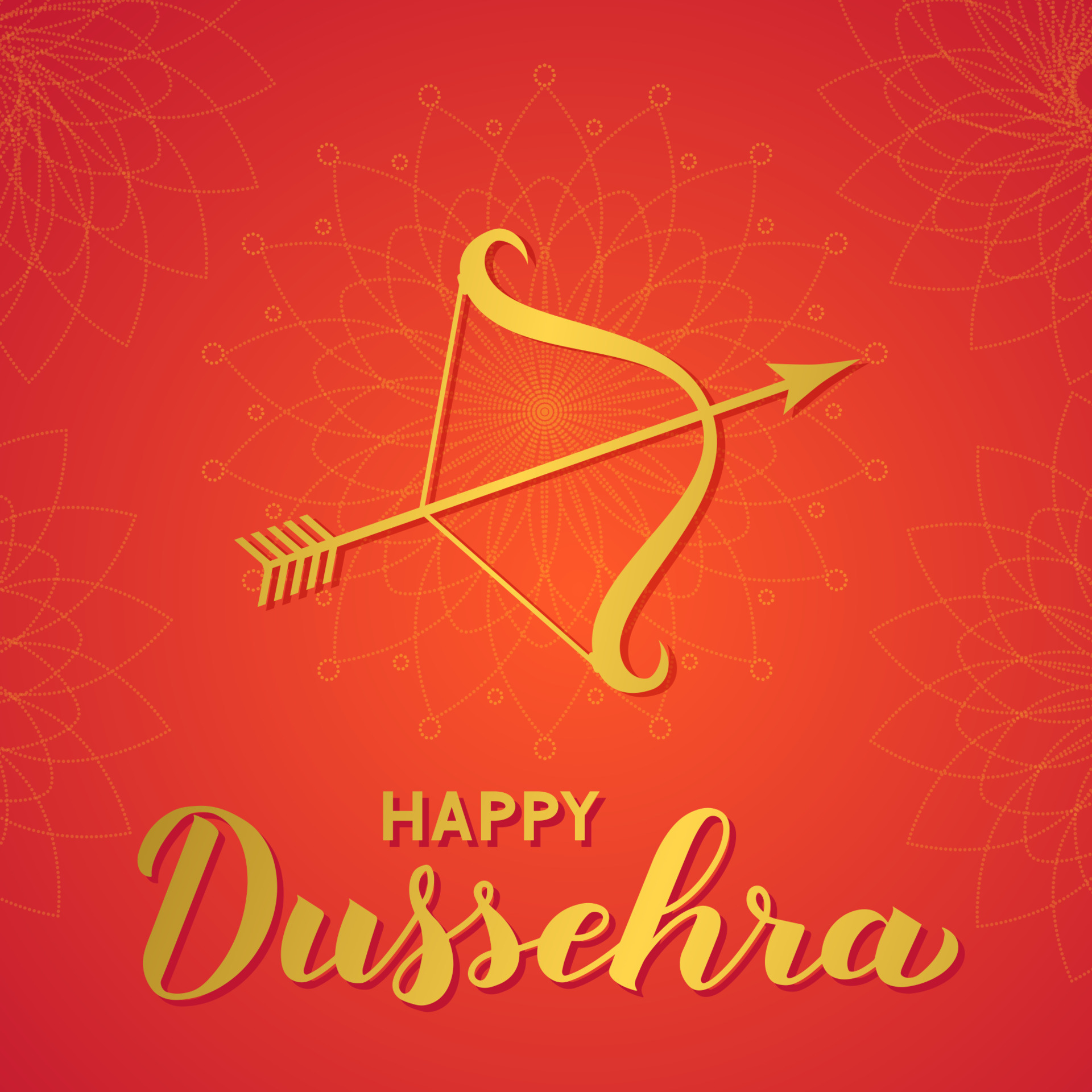 Happy Dussehra hand lettering with bow and arrow on red background.  Traditional Hindu festival vector illustration. Easy to edit template for  typography poster, banner, flyer, invitation, etc. 9334499 Vector Art at  Vecteezy