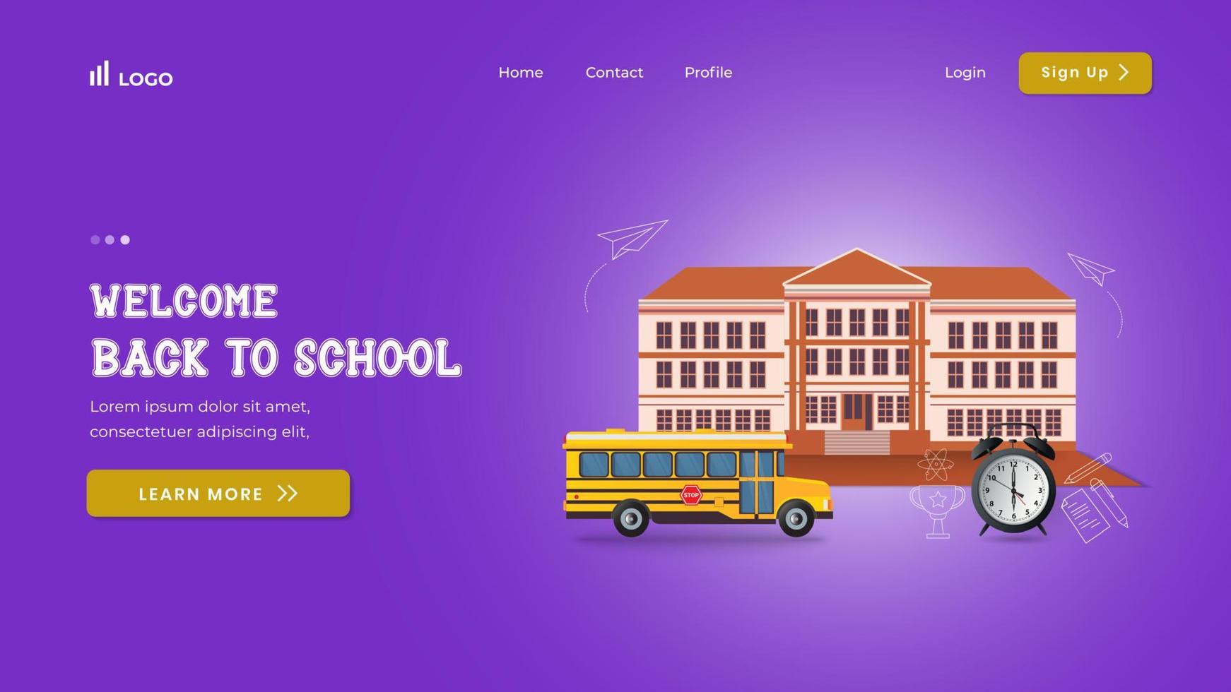Back to school landing page template vector