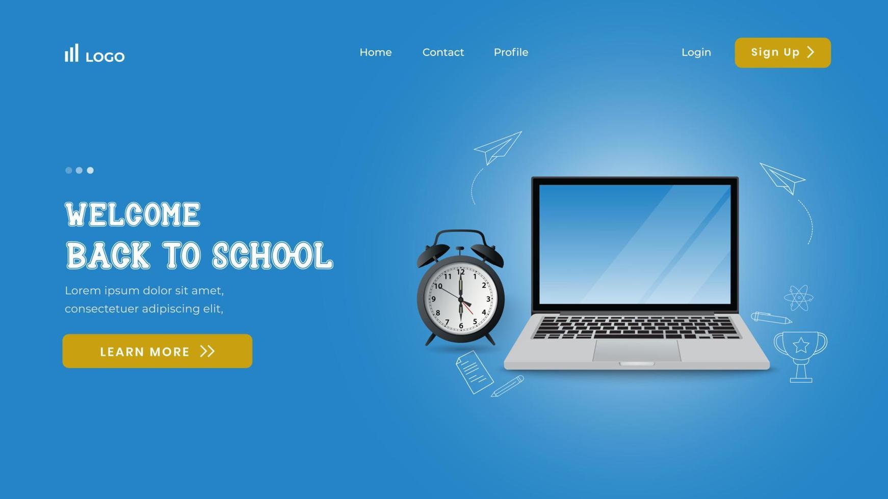 Back to school landing page template vector